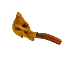19th Century Meerschaum & Block Amber Sitting Lady Smoking Pipe Antique AF