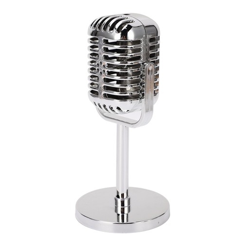 Silver retro microphone props - silver,