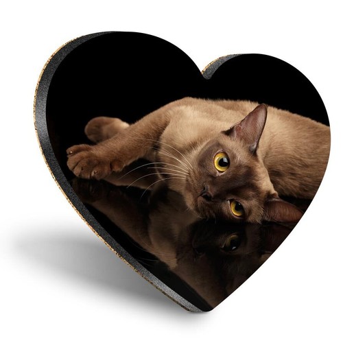 Heart mdf coaster burmese cat - burmese,