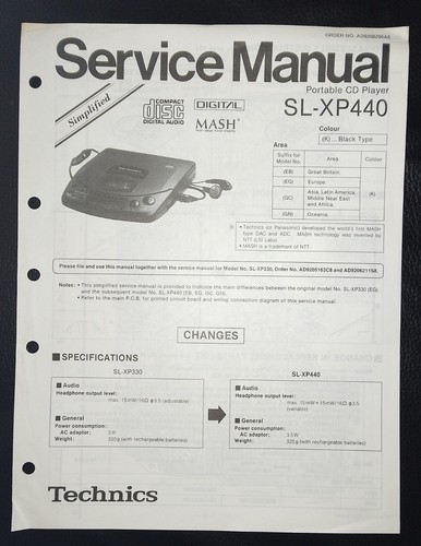 Technics xp440 portable cd - sl-xp440,