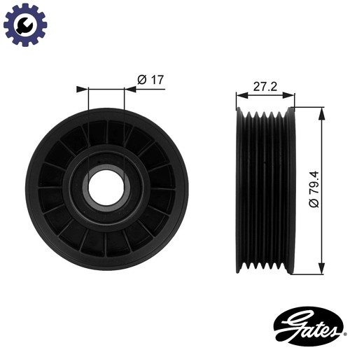 Deflectionguide pulley vribbed - deflectionguide,
