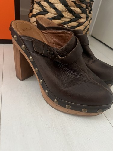 Topshop brown leather clog - brown,