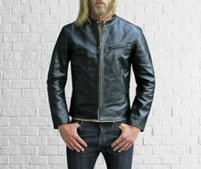 Smooth Fit: Slim Men’s Black Leather Zipper Jacket for Style | Gift for Him |