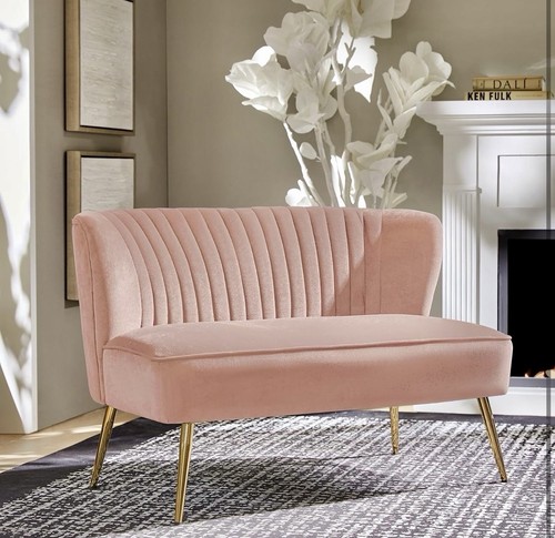 Pink velvet seater loveseat - 2,