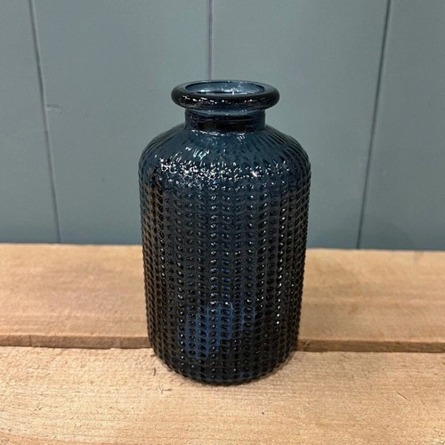 Blue glass stem bottle - vase,