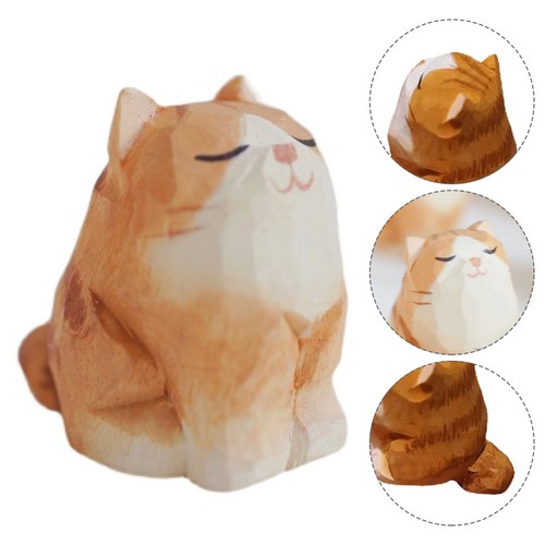 Wooden cat sculpture - cat, ornament