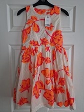 Girls Next Cream Floral Dress Age 12 Years. Linned With Netting & Open Back