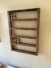 Extra Wide Rustic  5 Tier Herb & Spice Rack Kitchen Shelf Oak Stained