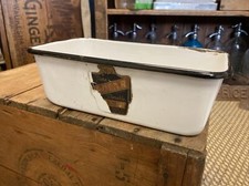 Vintage Enamel Ware Tub Bowl Loaf Pan 9” White Polar Ware Sheboygan WI Bear