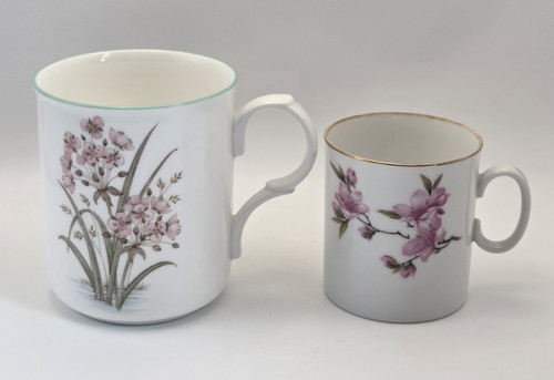 Pair floral bone china - floral,