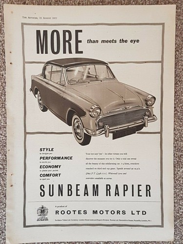Sunbeam rapier original 1957 - sunbeam,