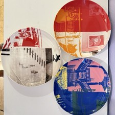 3 ROCI CUBA 1988 Cuban Diary Robert Rauschenberg X West Elm Porcelain Plates 9"