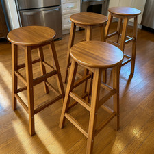 Set of 4 Wooden Bar Stools