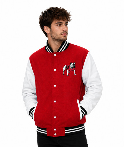 Men red bulldog letterman - men's,