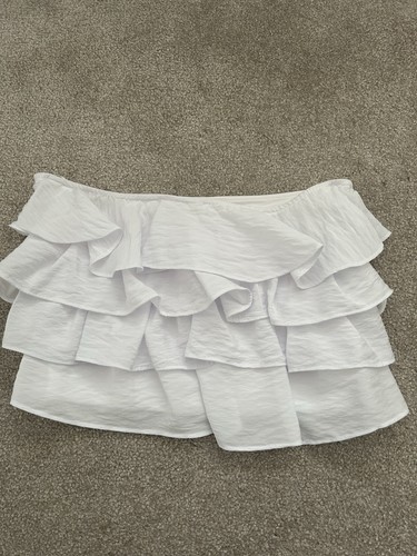 White frilled bandeau top - frilled,