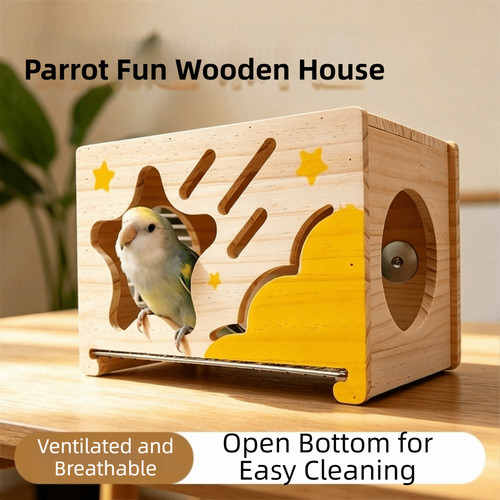 Removable wooden bird house - removable,
