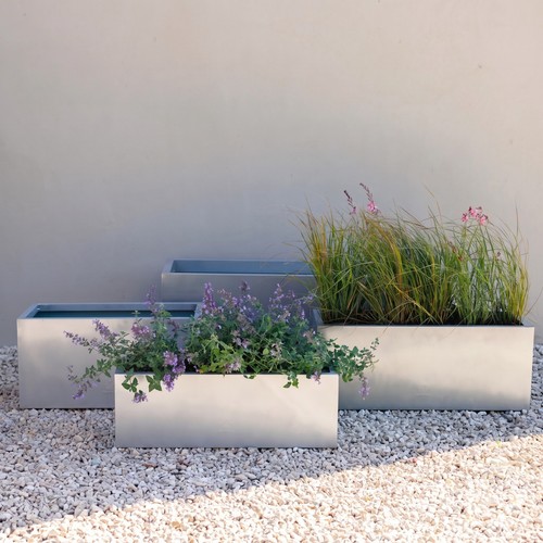 Silver zinc metal trough - zinc,