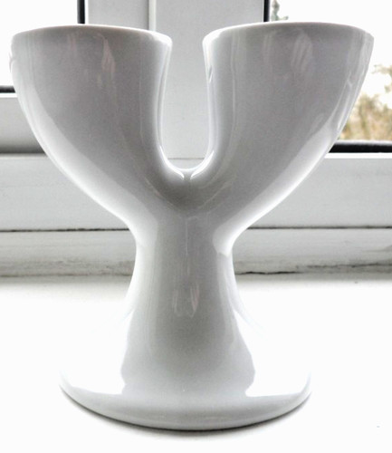 Double egg cup ceramic - , white