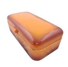 Vintage Enamel  BREAD BOX Enamelware Orange Flamed Bin Brotkasten Broodtrommel