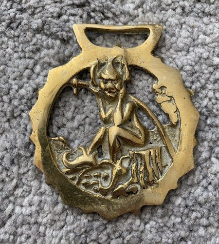 Vintage brass horse medallion - horse,