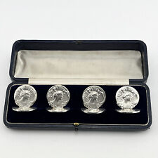 Unusual Edwardian Boxed Set of Sterling Silver Menu Holders - Birmingham 1907