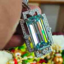 RARE 18 Ct Treated Blue Diamond Solitaire Pendant 925 Sterling Silver Certified