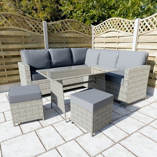 Corner rattan dining set - rattan,