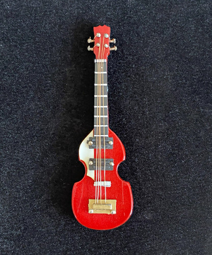 Miniature red hofner bass - red,