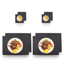 TtS Set of 8 Natural Slate Placemats & Coasters Non Slip Table Mats Coffee