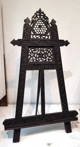 Antique carved wood easel - wood,