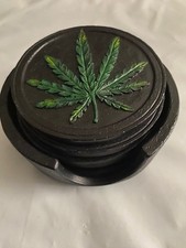 Pine Ridge Marijuana Pot Leaf Coaster Set - Bar Accessories Coasters for Drinks