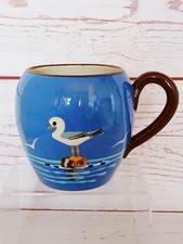 Vintage Blue Cup Mug Seagull