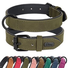 Leather Dog Collar Small Medium Large Soft Padded Adjustable for Pets Durable
