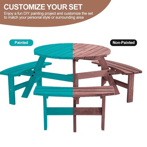 Seater wooden round picnic - wooden,