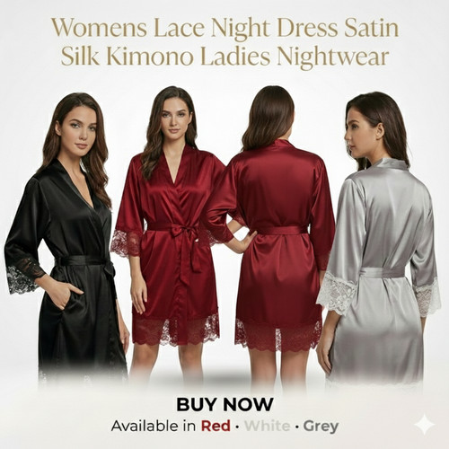 Women satin silk lace kimono - satin,