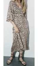ZARA SATIN PRINTED DRAPED MIDI