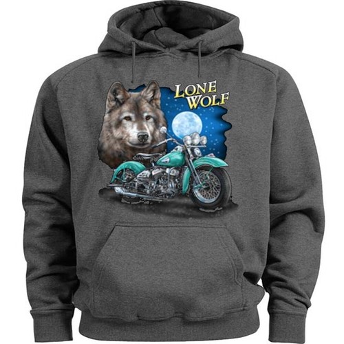 Mens lone wolf hoodie - mens, biker