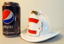 Vtg Cairns Style 7" Presentation Captain Fire Helmet W/White & Red Leather Front