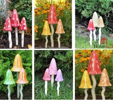 Garden Ornaments Toadstools Ceramic Fairy Decoration Mushrooms Pixie Magical