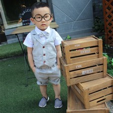 3Pcs Boy Formal Toddler Children Short Suit Wedding Party Formal Outfit 