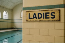 Vintage Ladies large Enamel wall sign 