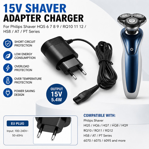 15v shaver charger - shaver, cable