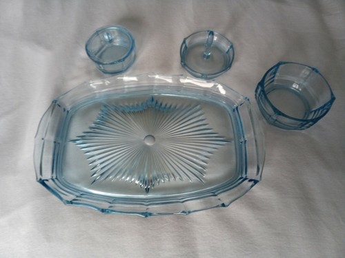 Vintage blue glass dressing - glass,