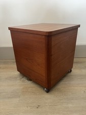 Vintage Retro MCM Teak Record Box Cabinet Storage Danish Style Vgc Filing Cabine