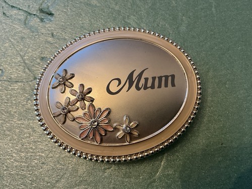 Silver tone mum pocket compact - pocket,