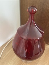 Vintage Ruby Red  Bon Bon Glass Jar with Clear Lid about 33 cm