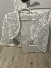 White Floral Lace Bridal Bolero size 18