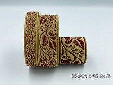 Liturgical vestment Jacquard Trim Gold Bordeaux with leaves, 2,5-4 and 6cm wide