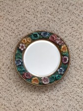 Original 1920/30 Barbola Flower Mirror Round  Bevelled Glass 9"