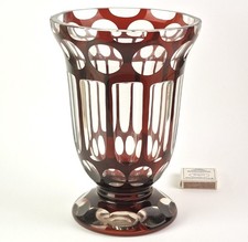 Large Massive Antique Crystal Glass Vase Overlay Glass Val Saint Lambert? R213